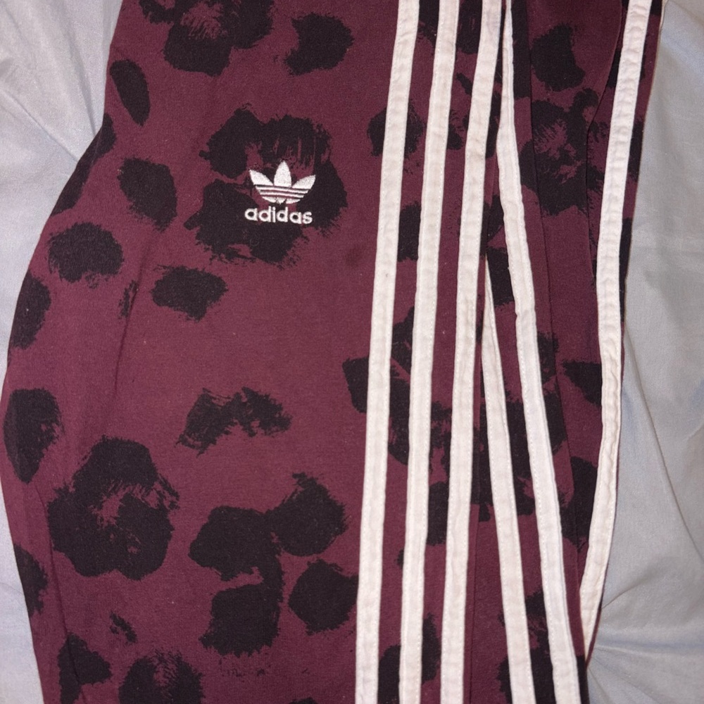 Adidas Maroon and Black Patterned Leggings